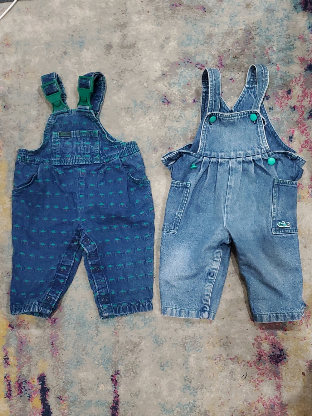 Vintage Lacoste & Lee Blue Denim Kids Overalls Size 12 Months